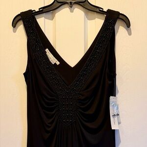 Maggy London Black Maxi Dress with Intricate Lace NWT